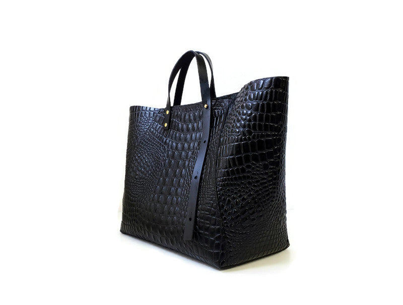 A-Line tote in croc-effect. More colors available.