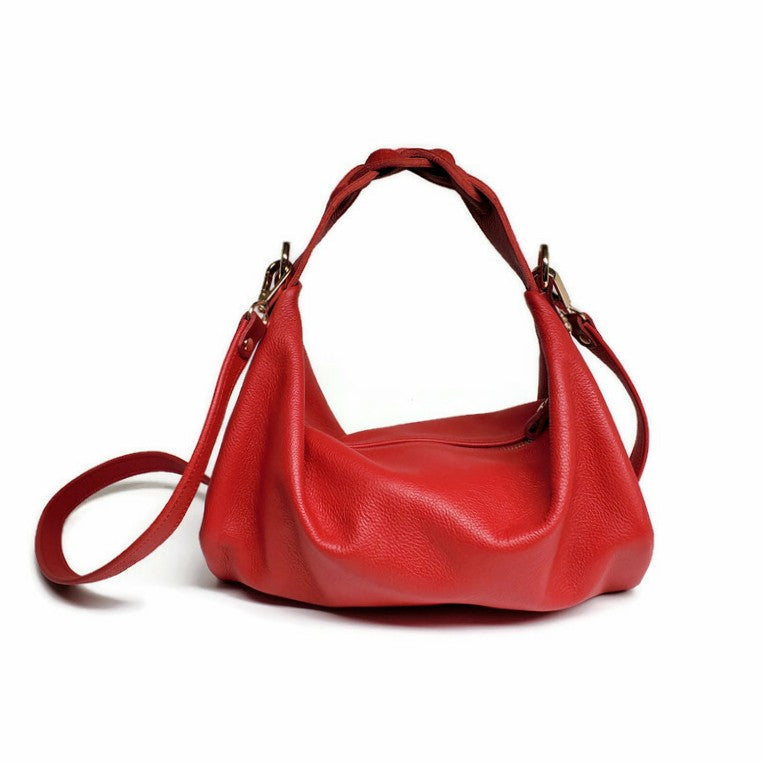 Melina Hobo Curve Shoulder Bag in Red