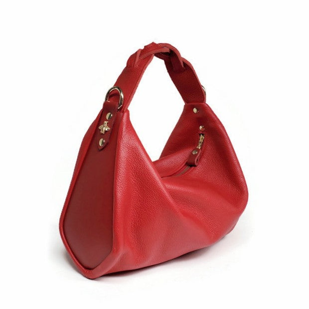 Melina Hobo Curve Shoulder Bag in Red