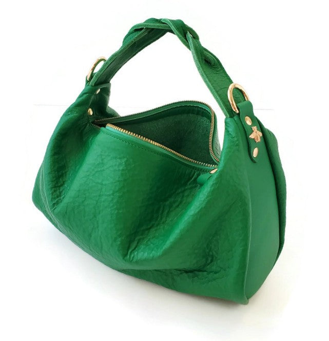 Melina Hobo Curve Shoulder Bag in Turf Green