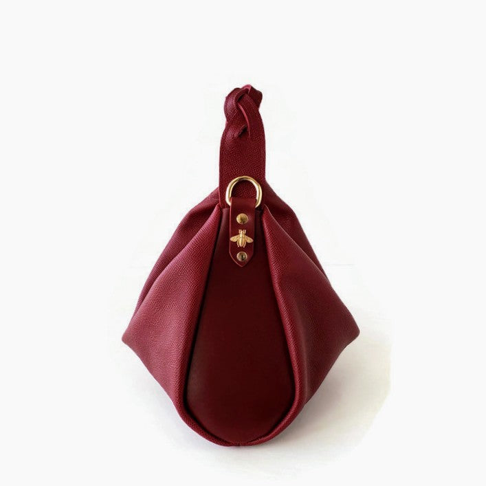 Melina Mini Hobo Handbag in Burgundy Red
