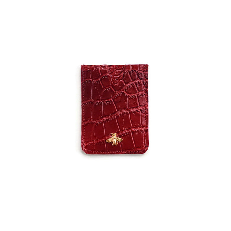 Croco Card Case in Red