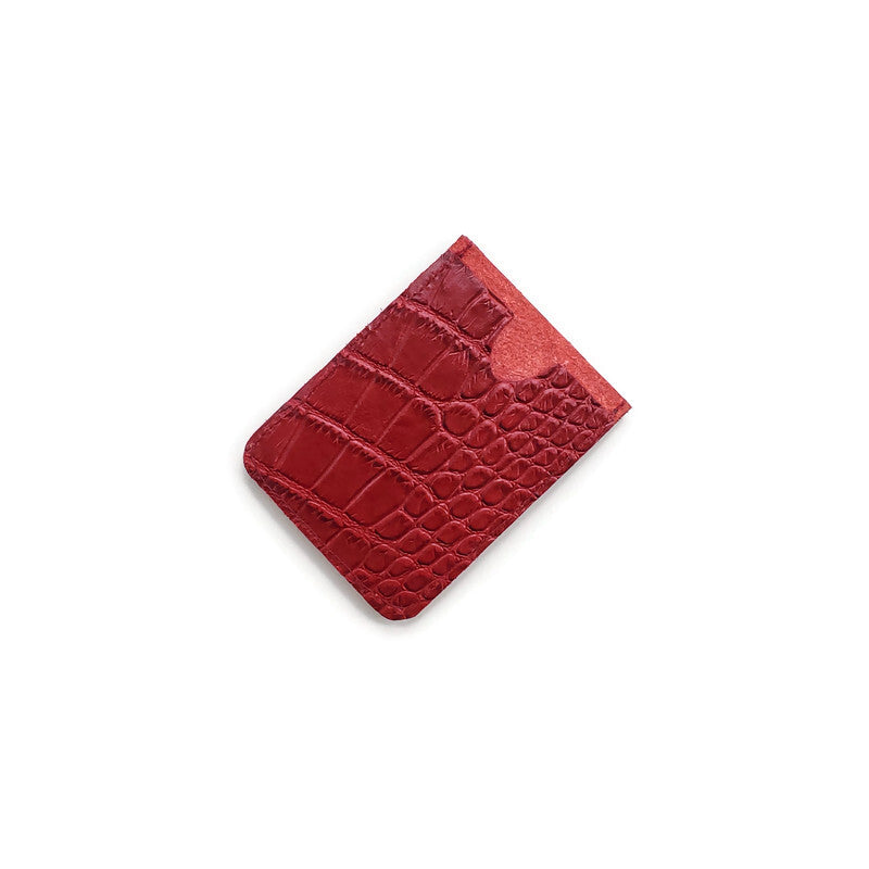 Croco Card Case in Red
