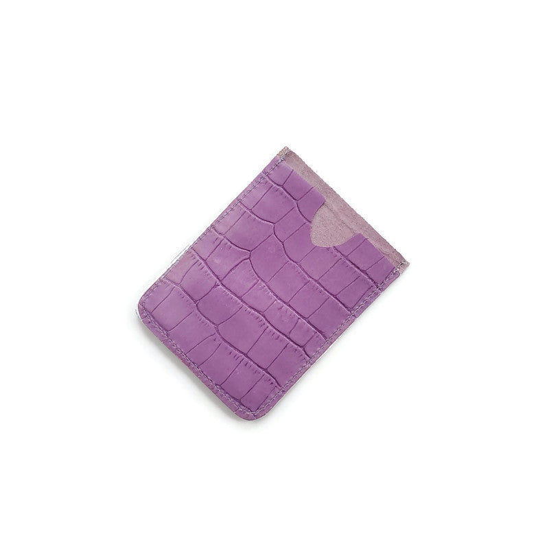Croco Card Case in Lilac