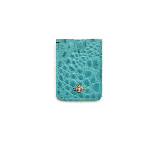 Croco Card Case in Turquoise