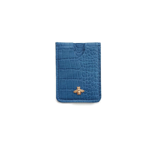 Croco Card Case in Blue