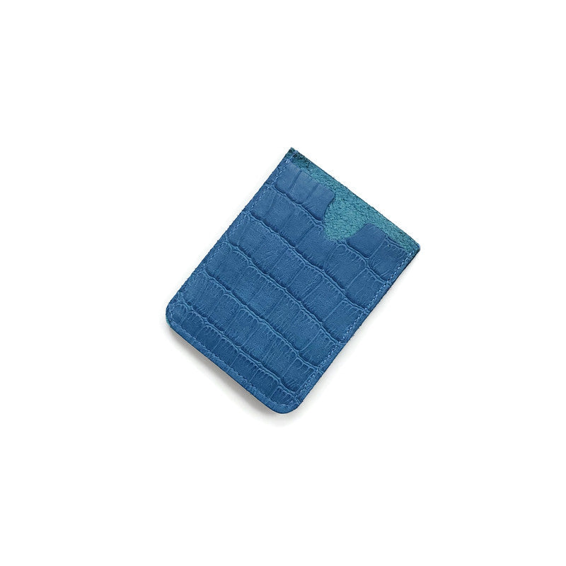 Croco Card Case in Blue