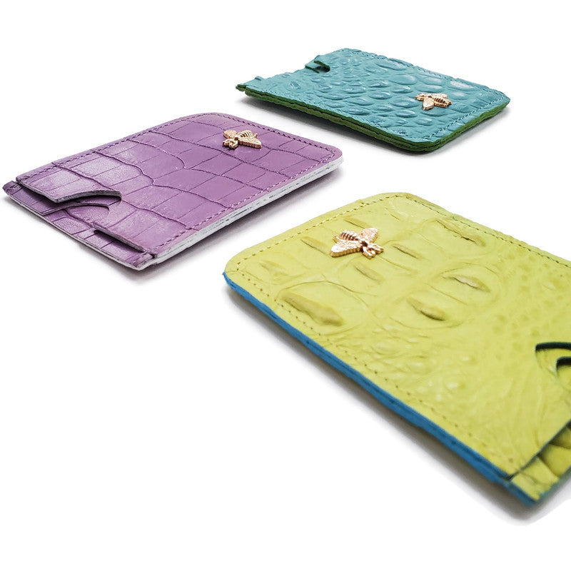 Croco Card Case in Chartreuse