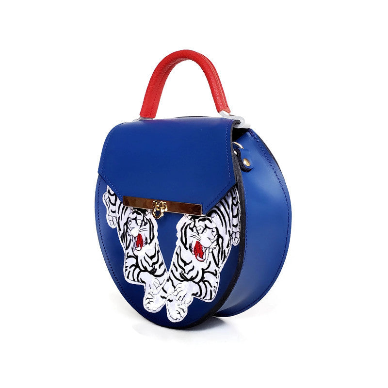 Loel tiger crossbody bag in royal blue