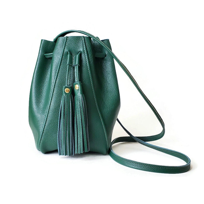 A-Line mini bucket bag in forest green