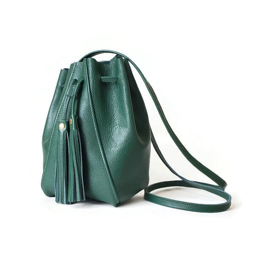 A-Line mini bucket bag in forest green