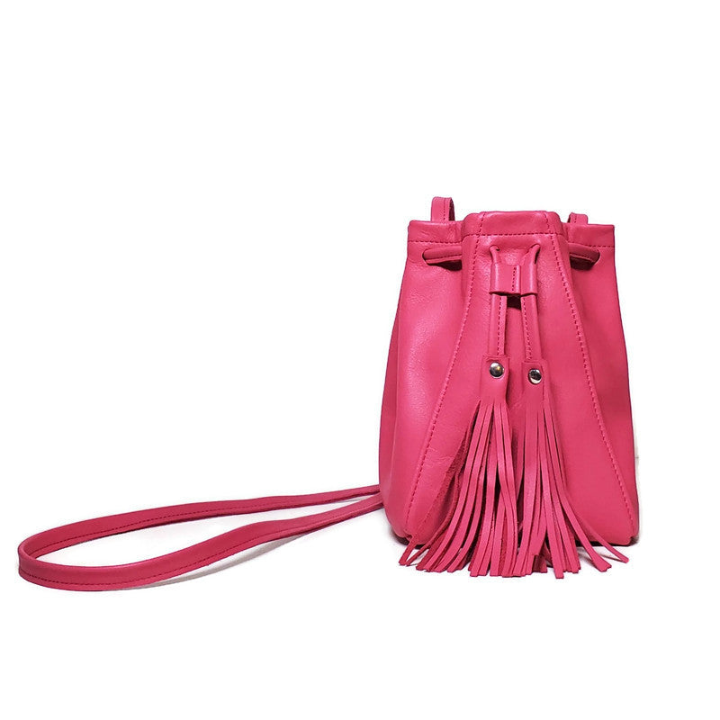 A-Line mini bucket bag in punch pink