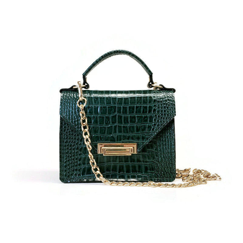 Gavi mini top handle bag in emerald croc-effect – Angela Valentine Handbags