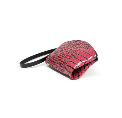 Fan zip wallet in pink croc-effect
