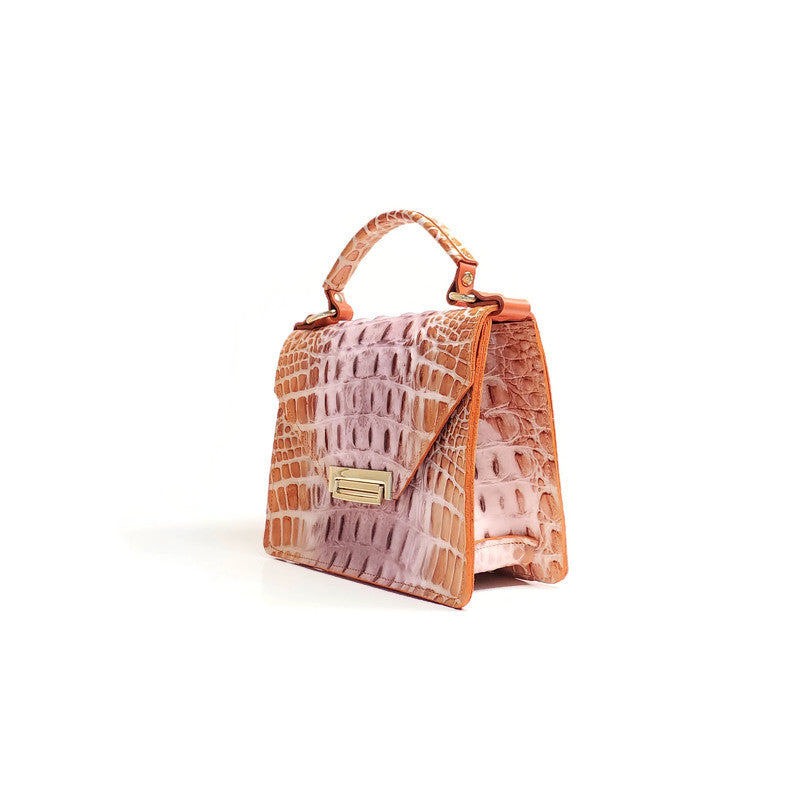 Gavi mini top handle bag in sunset washed croc-effect