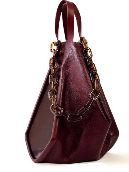 Melina top handle bag in burgundy