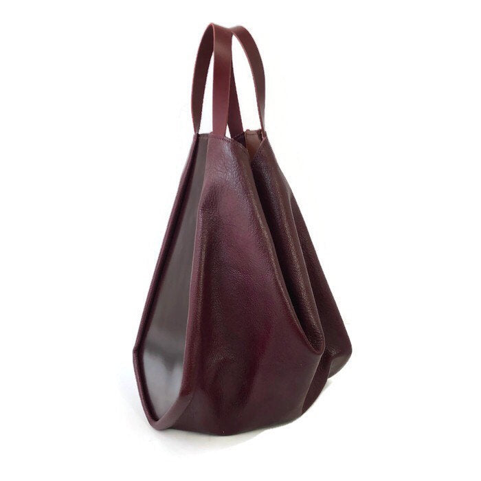 Melina top handle bag in burgundy
