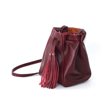 A-Line mini bucket bag in burgundy